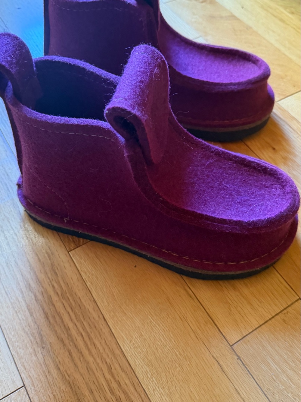 Kids Purple Felt Slip-On Shoes